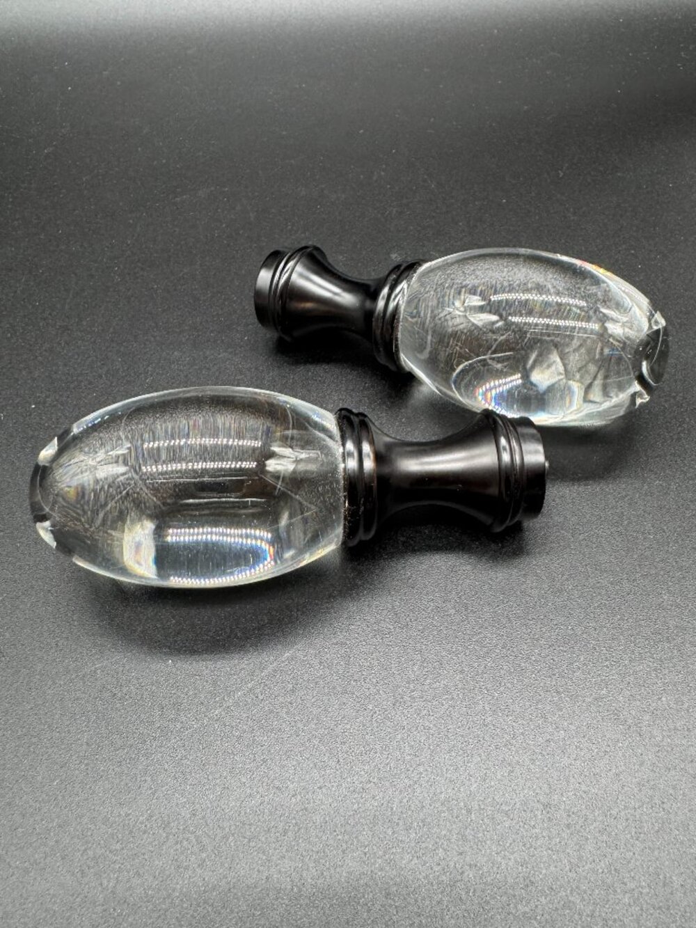 Decorative Clear Solid Glass Curtain Rod Finials Ends Heavy